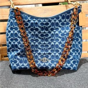 Target Tortoiseshell Amber Acrylic Chain Strap with Gold Clasps